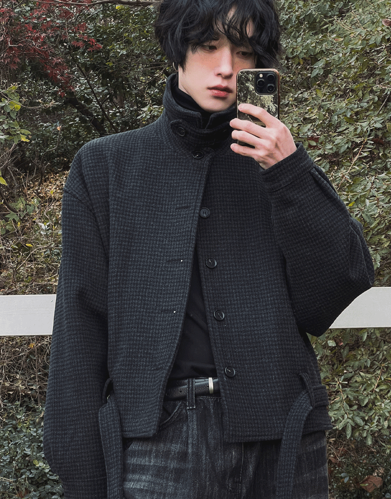 2PLAN（ツープラン）の「フェルトウールチェックベルトジャケット（Jackets/Outerwear）」