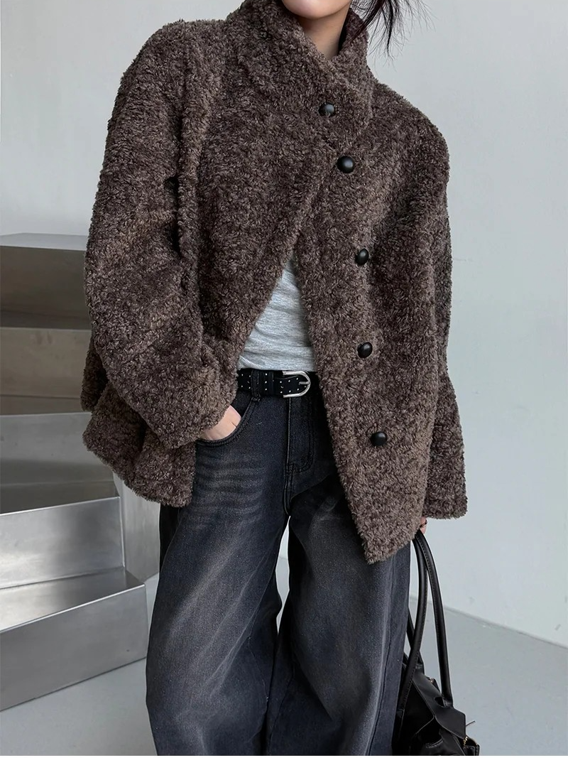 High neck boucle half coat(4color)
