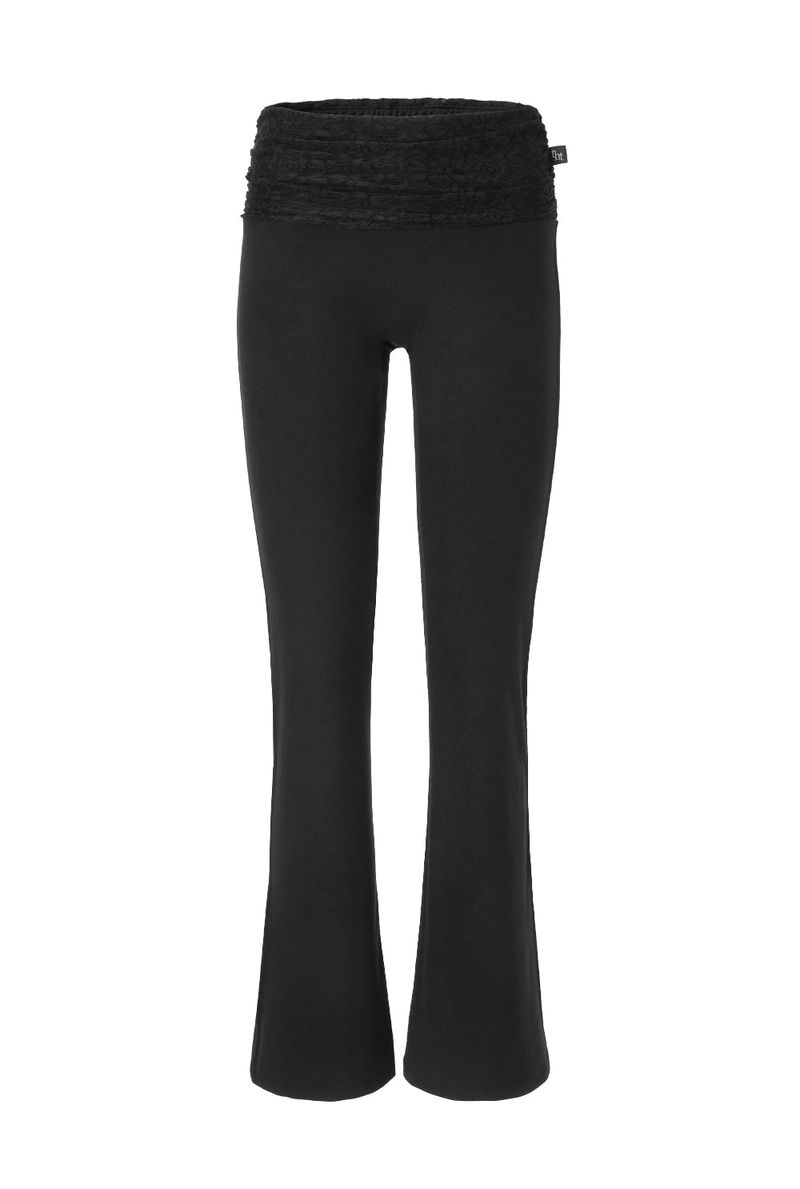 Lace combi bootcut pants