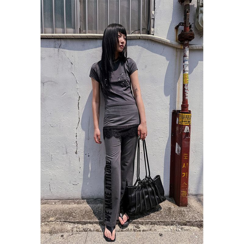 SLOGAN SKIRTED TROUSERS