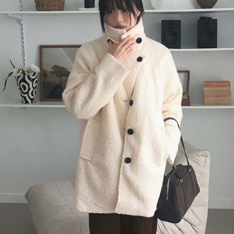 Avn Wool Hair Boucle Half Coat
