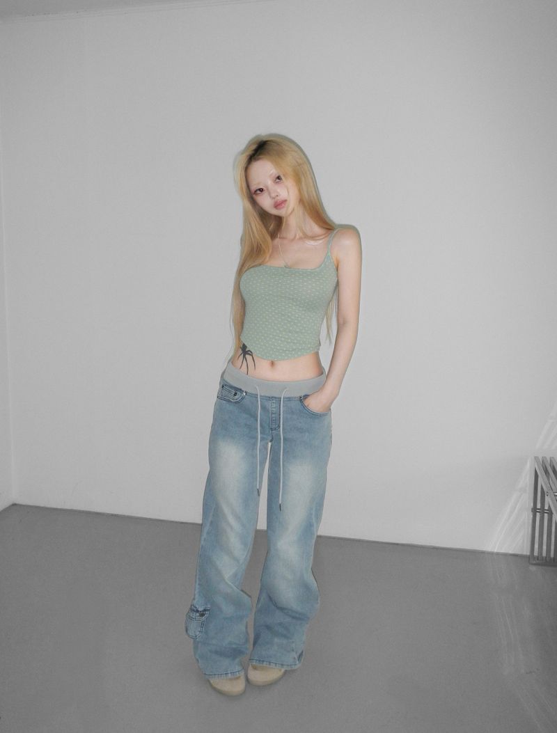 mini crop dot sleeveless(2 color)