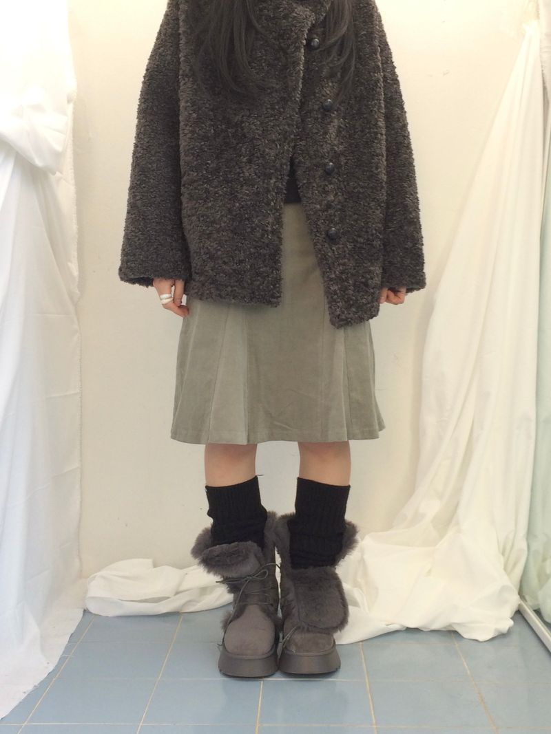 highneck puffy fur jacket