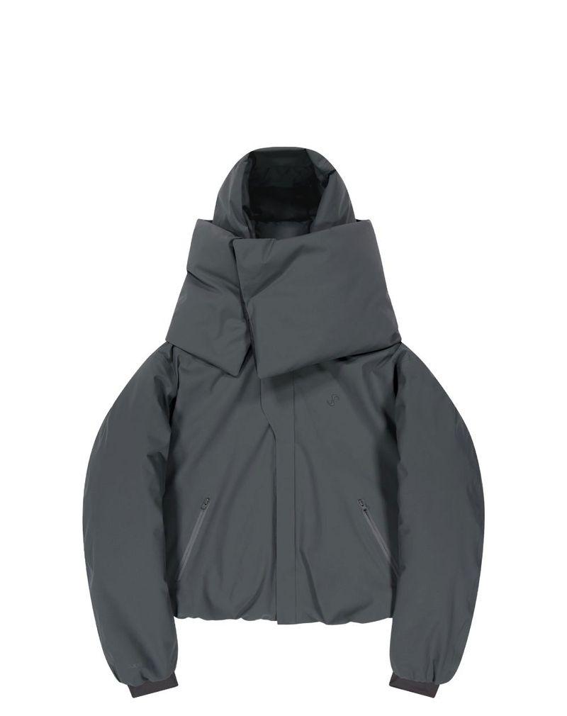 Detachable Muffler Down Jacket / Charcoal