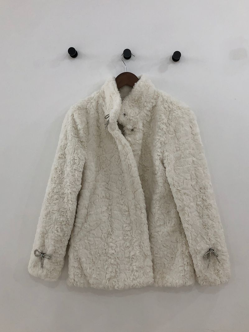 Vintage Creamy Ribbon Fur Jacket