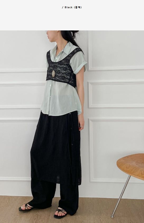 Wrinkle Wrap Layered Wide Pants