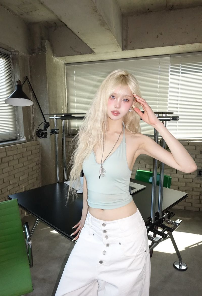 ボタンレイヤードワイドパンツ