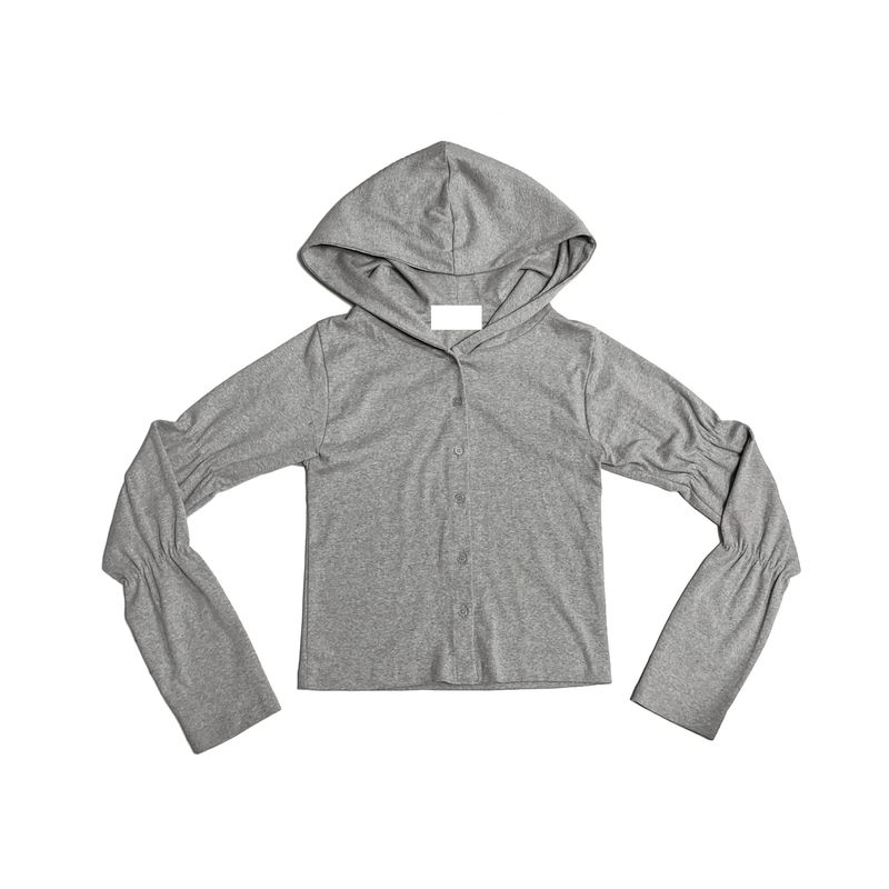 Shirring hood cardigan