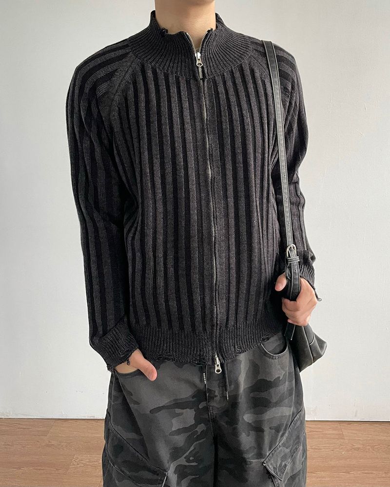 Frame Damage Knit Zip-up