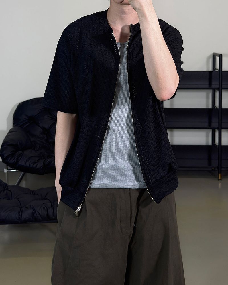 Rell Short Sleeve Knit Zip-Up