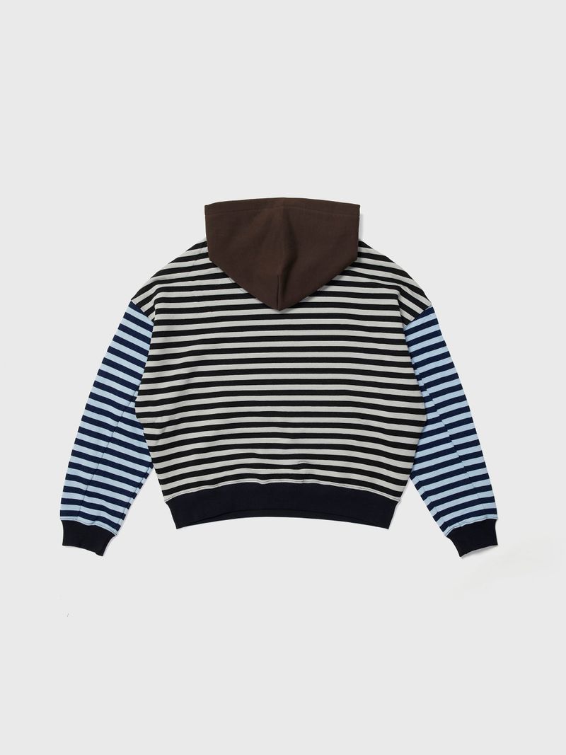 Colorblock Hoodie Indigo Stripe