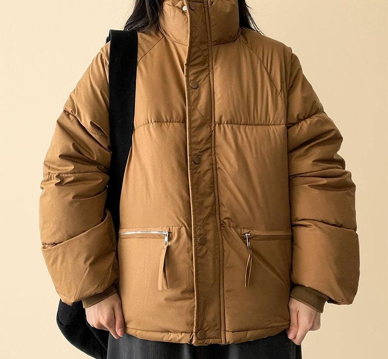  Ringf pocket zipper high neck padded jumper