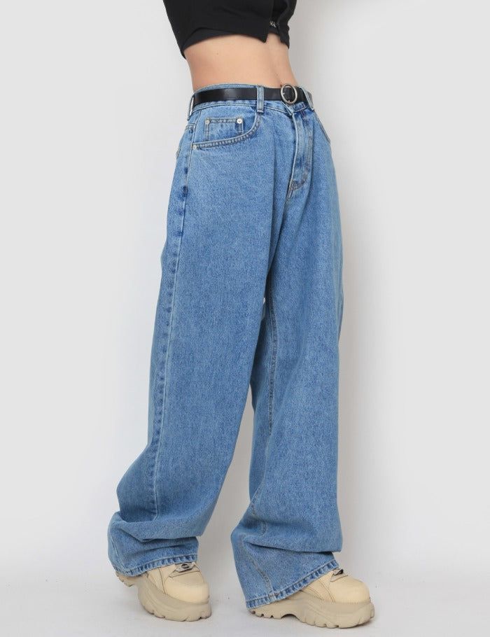 heavy wide denim pants