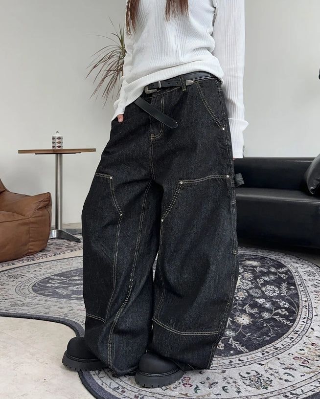Defen Carpenter Wide Denim Pants