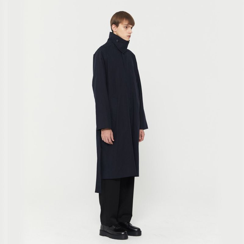 Studio Single Trench Coat Navy
