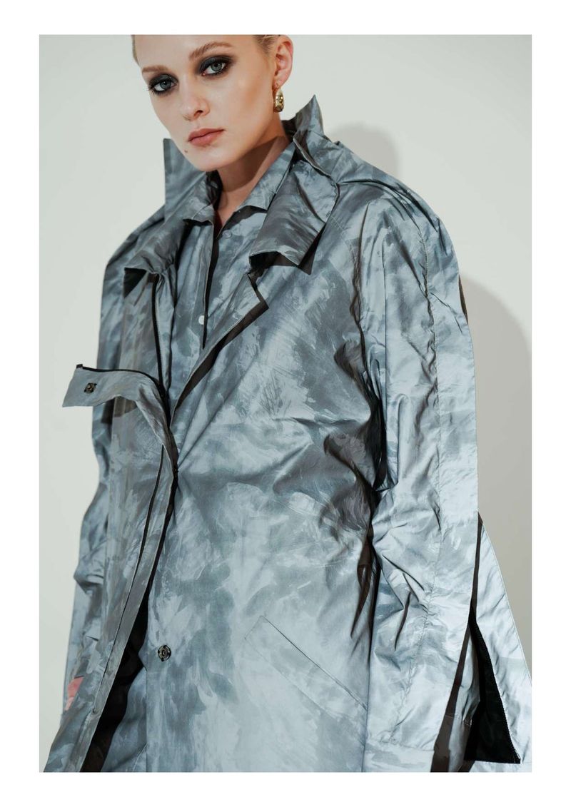 Refelctive Deconstructed Trench Coat