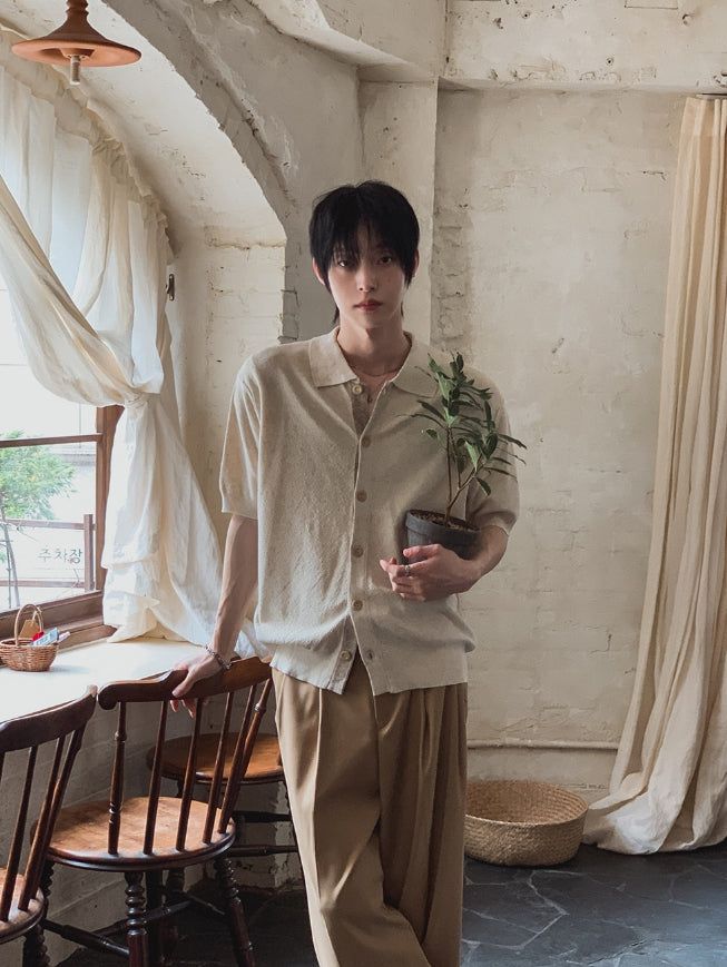 2PLAN（ツープラン）の「Ster color-block collar short-sleeve knit cardigan（Tops）」