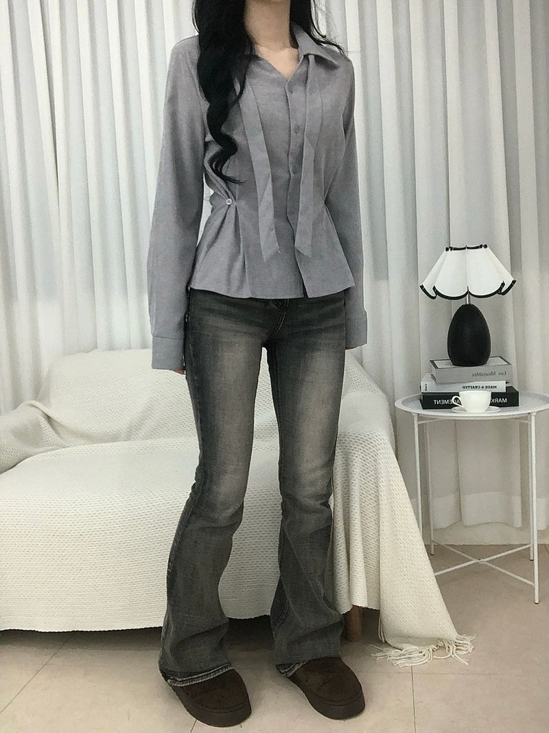Dual Tie Pintuck Line Shirt