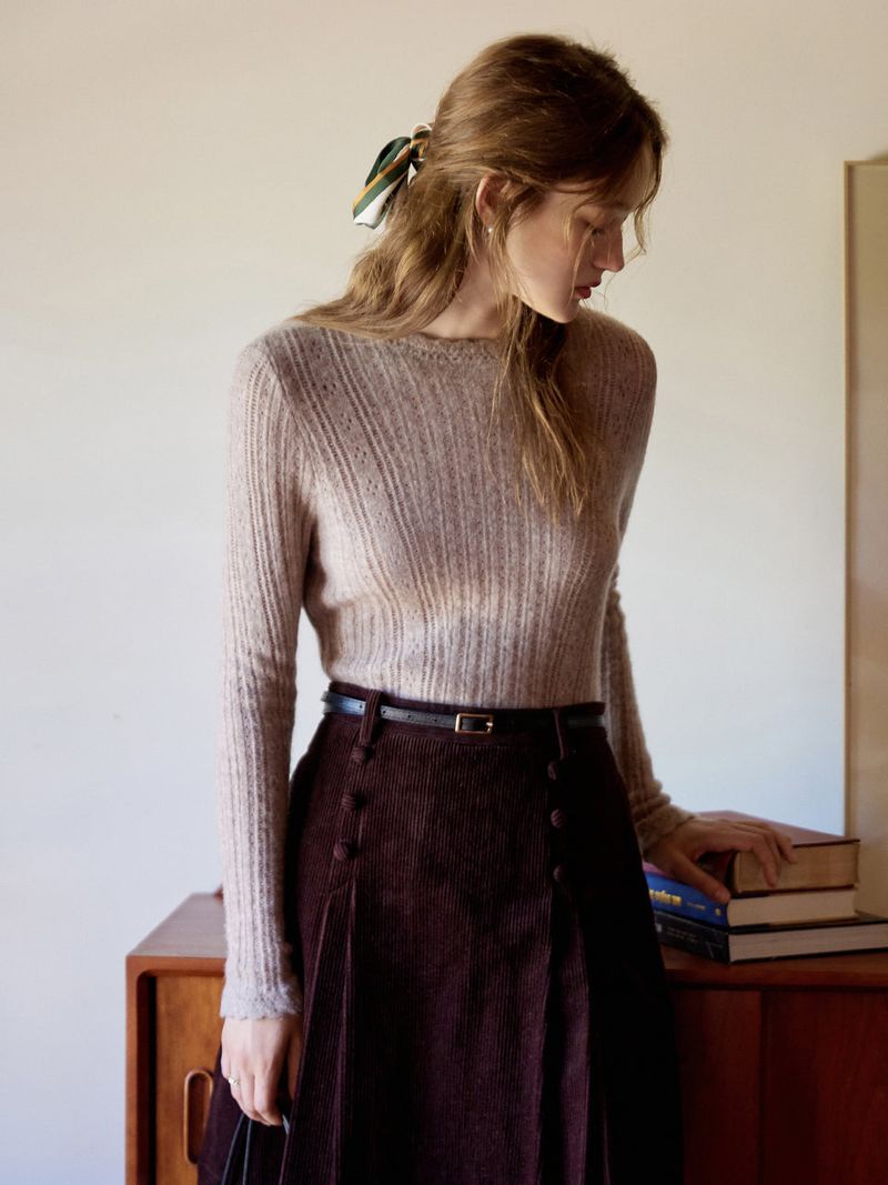 BETH woolen wave neck knit