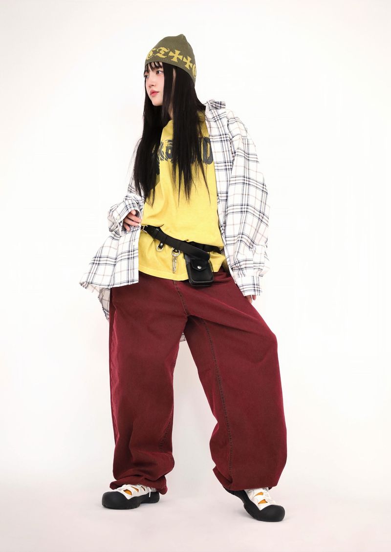 (UNISEX)Nerdy Oversized Checkered Shirt