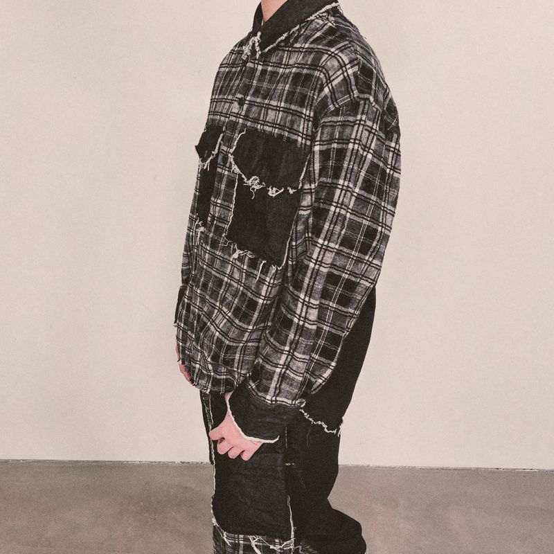 grunge burner check shirt_black
