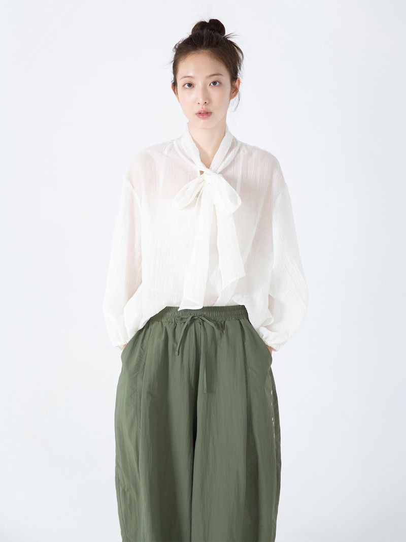 Ribbon Tie Blouse (White)