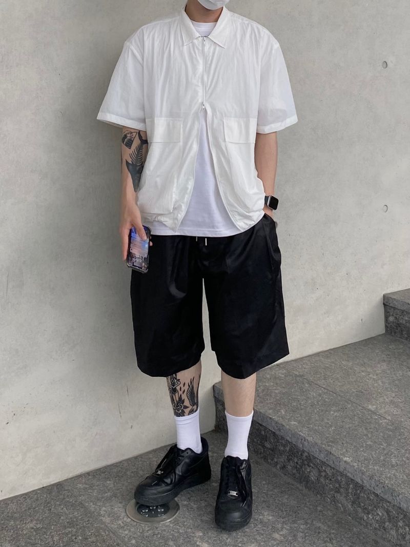 Nylon Pintuck Half Pants 2C