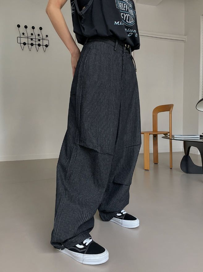 Pay wide pintuck striped denim
