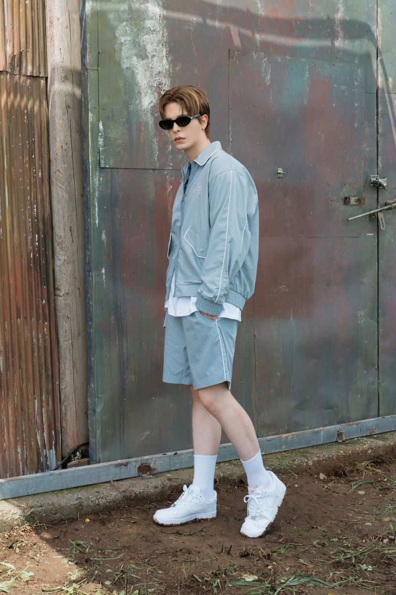 PIPING BLOUSON SET - PANTS (SKY BLUE)