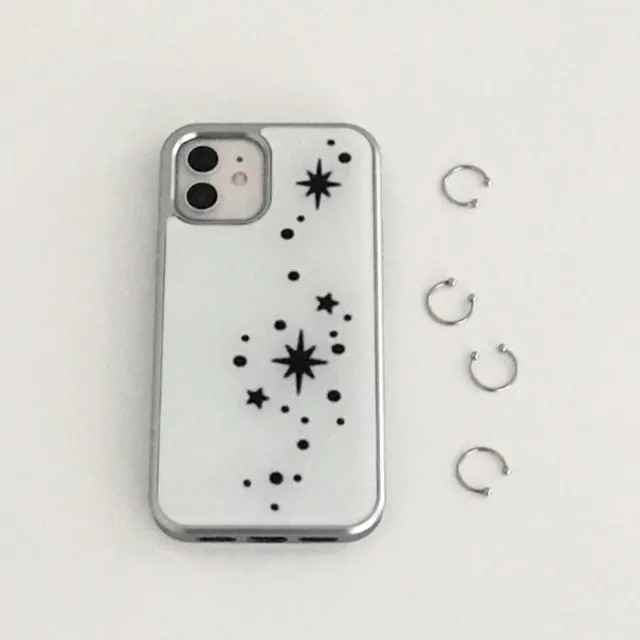 Light and stars in black silver epoxy case