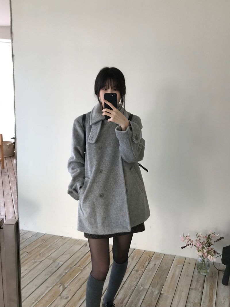 High-neck double coat (2 colors)