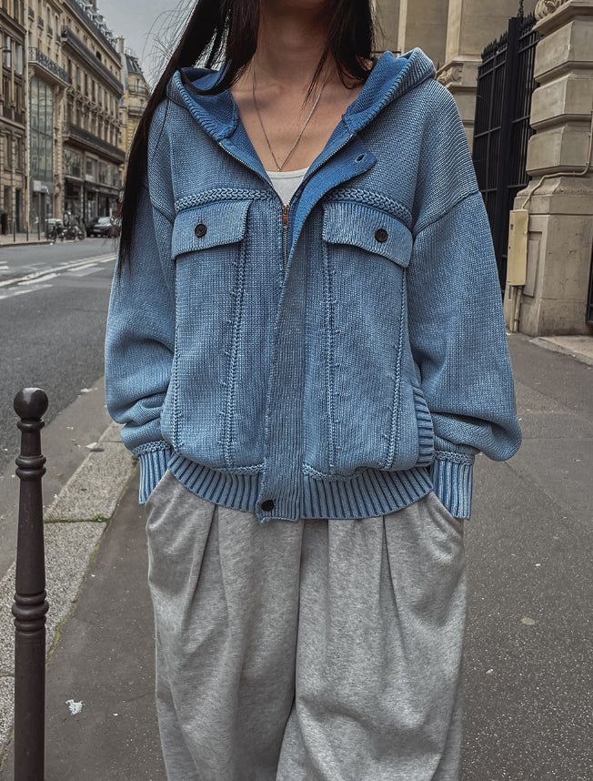 Demon Washing Knit Hood Jacket
