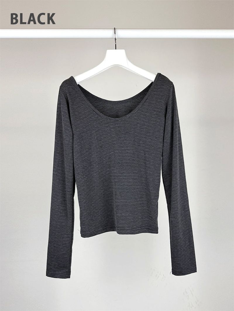 PIN STRIPE WIDE NECK LONG SLEEVE (3C)