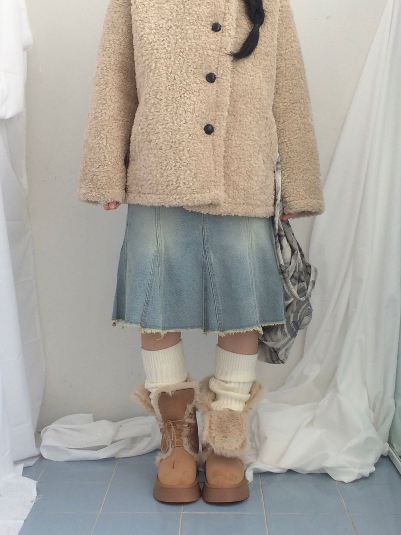 Suede Rabbit Fur Boots