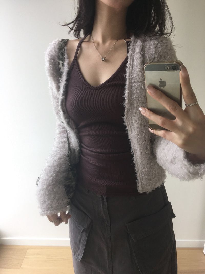 poodle fur cardigan