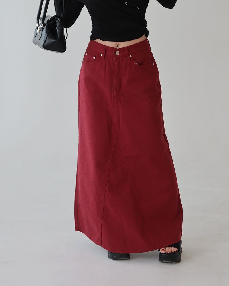 4 color cotton maxi long skirt