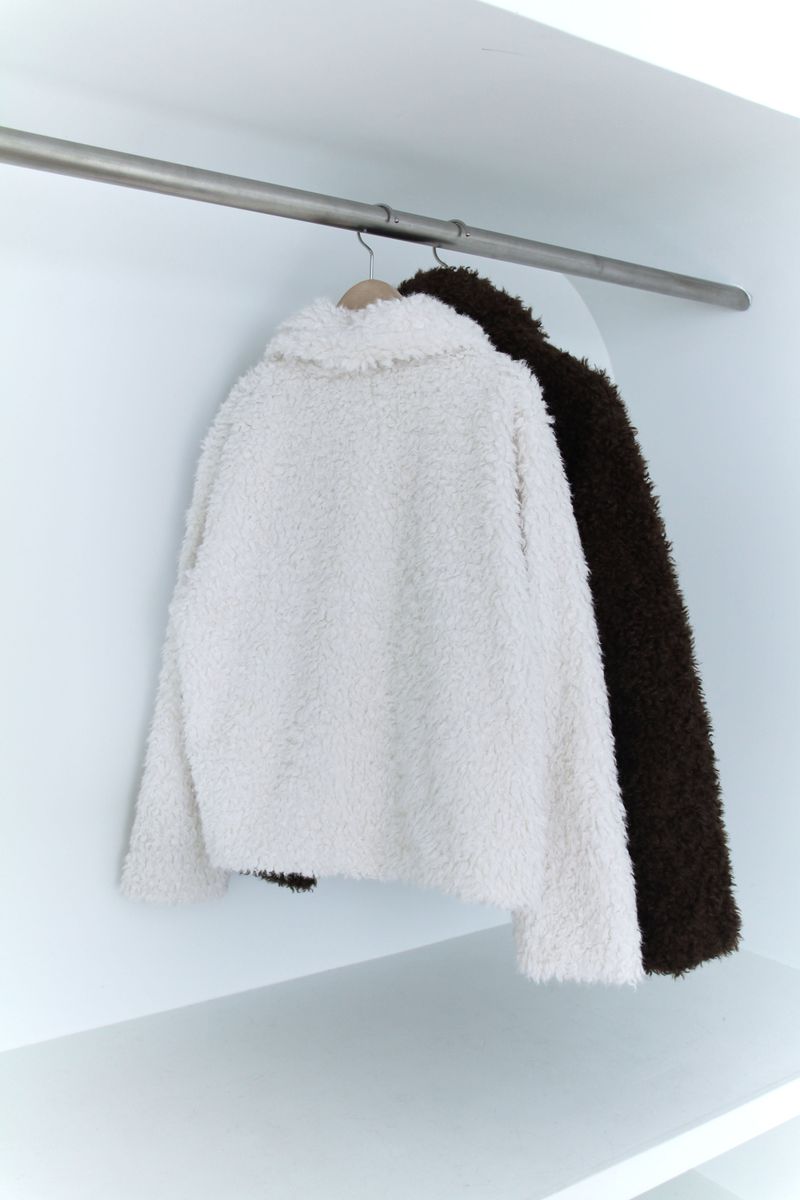 Soft wool two-button fur cropped jacket jumper (2colors)