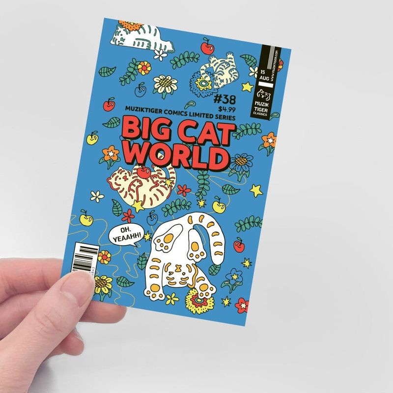 COMICBOOK TIGER BLUE POST CARD