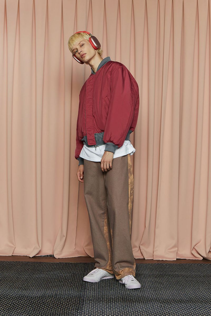 TIE-DYE BLOCK DENIM PANTS / BROWN