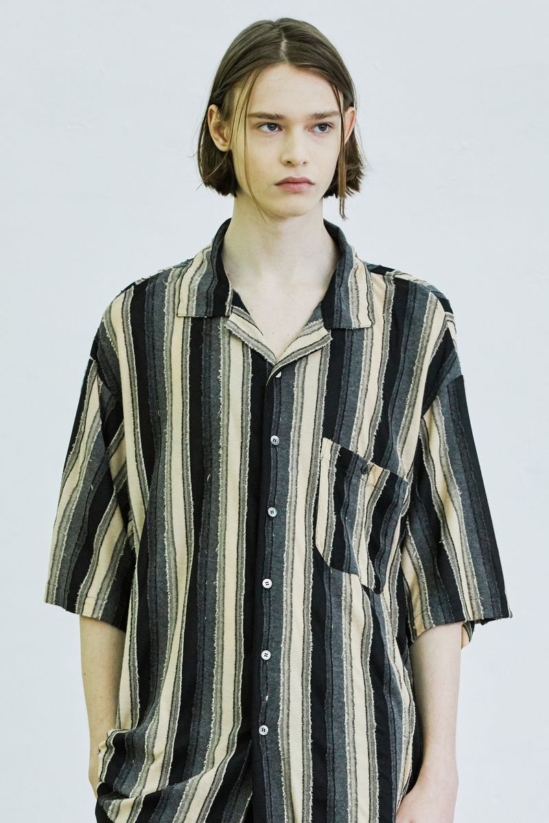 airo grunge stripe jersey shirt brown