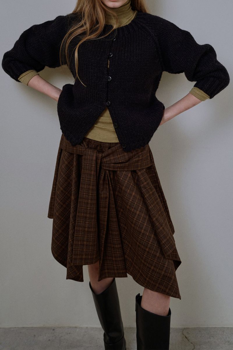 WITHOUTSUMMER（ウィズアウトサマー）の「Wave check skirt_brown（Skirts）」