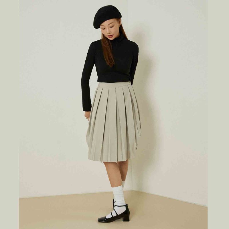 Ebony shirring turtleneck top (black)