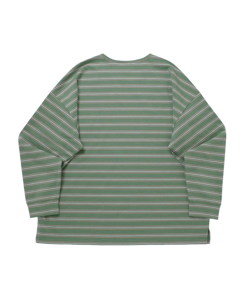STRIPE BINDING-NECK BOX TEE (Sage Green)