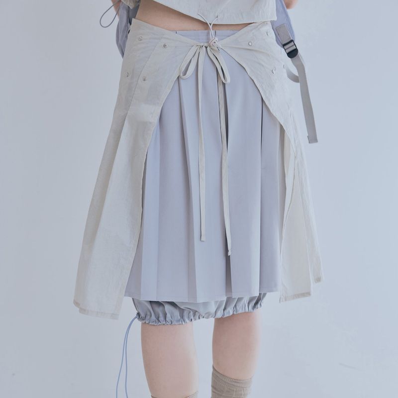 sheer layered rivet pleats skirt (beige)