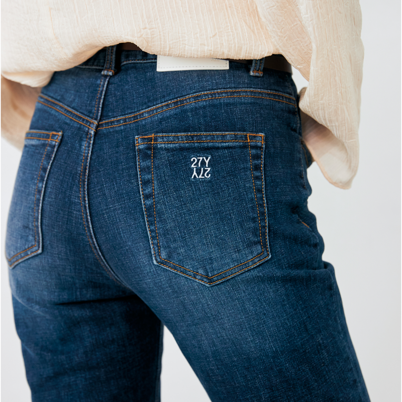 Twill Deep Blue Slim Straight Jean - YC392