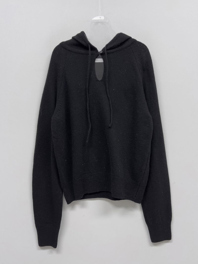 [wool 55%] Mini Hole Raglan Hooded Knit