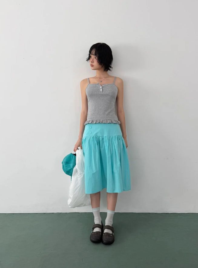 FRILL BUTTON SLEEVELESS