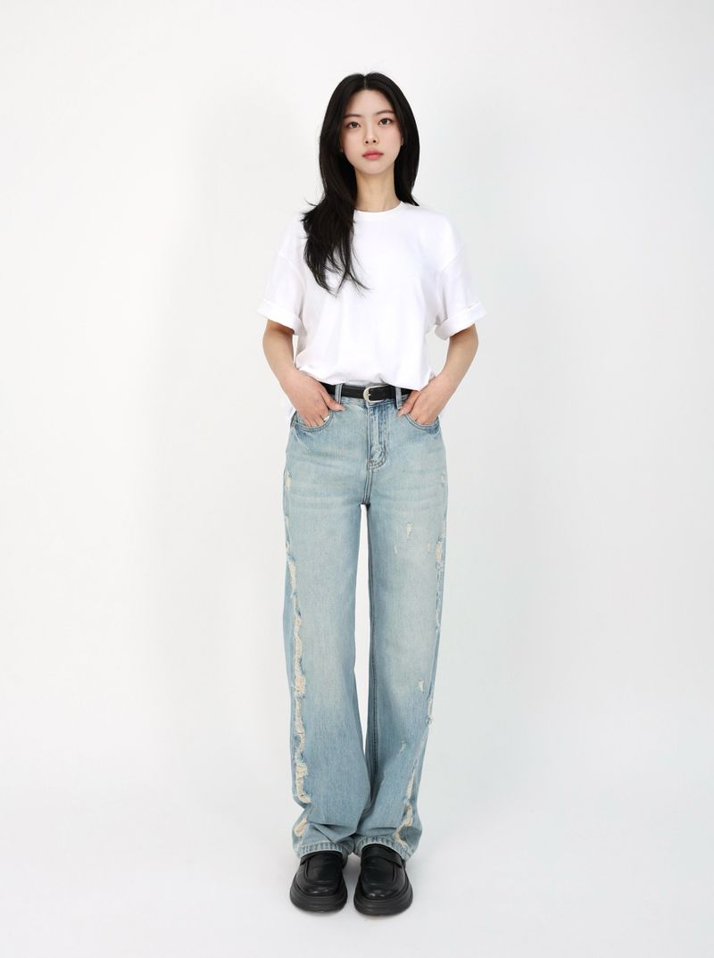 TEEN DESTROYED SLIM WIDE DENIM code 26231