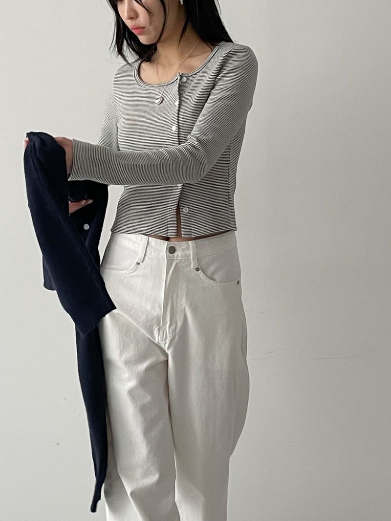 INCHANT ME(インチャントミー)の「Scoop Stripe Cardigan T-Shirt(Tops)」