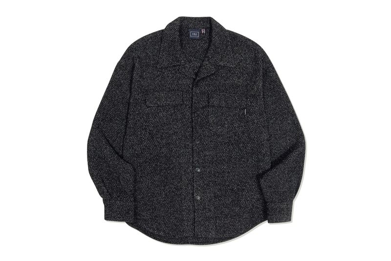 OPEN COLLAR TWEED SHIRT